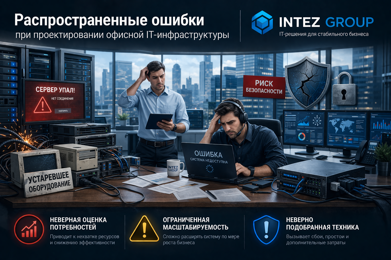 Распространенные ошибки при проектировании офисной IT-инфраструктуры